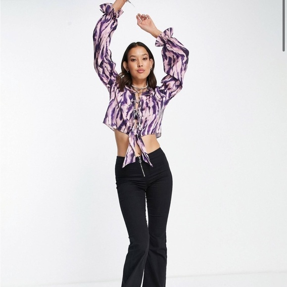 Topshop Tie Dye Printed Fill Jacket in Purple size 4 - Picture 5 of 11